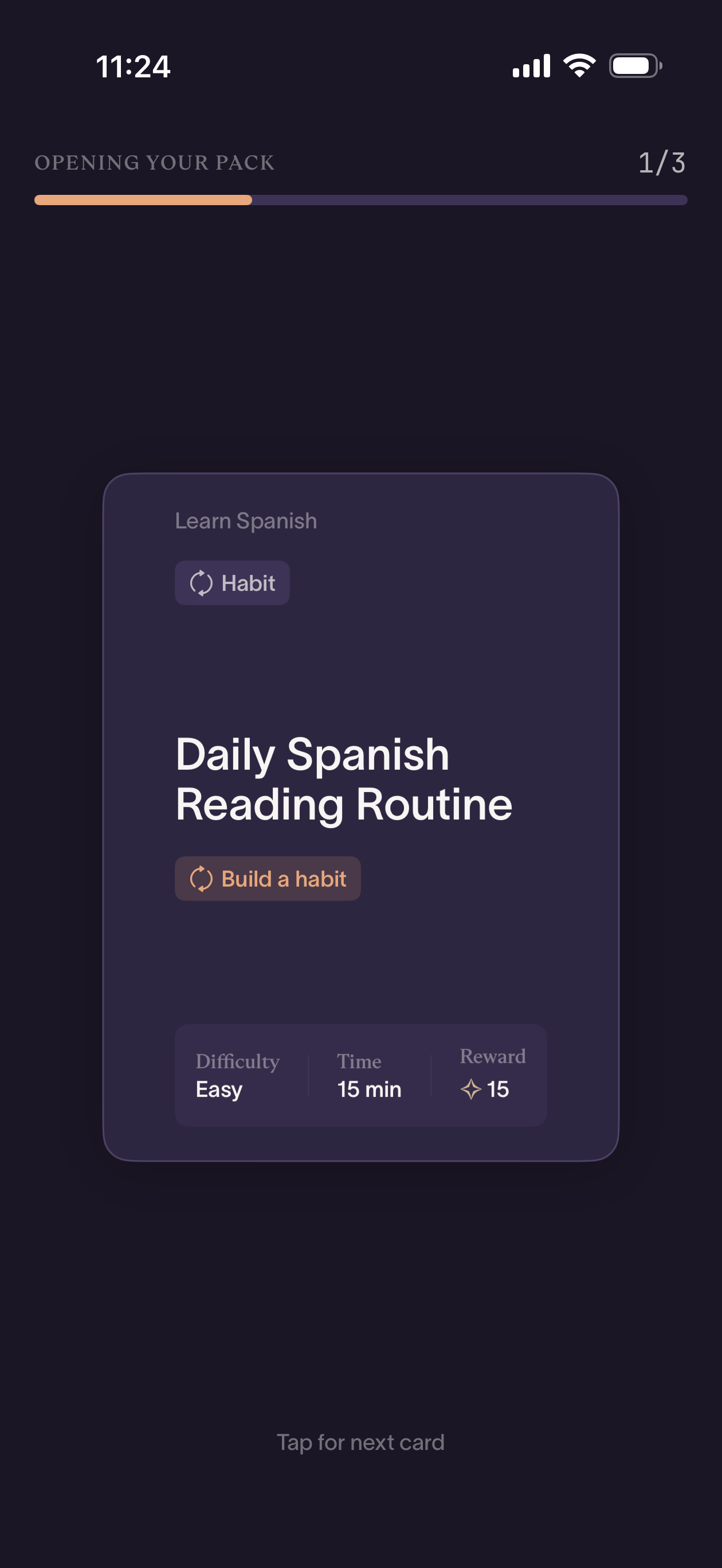 Flux app — daily task card deck